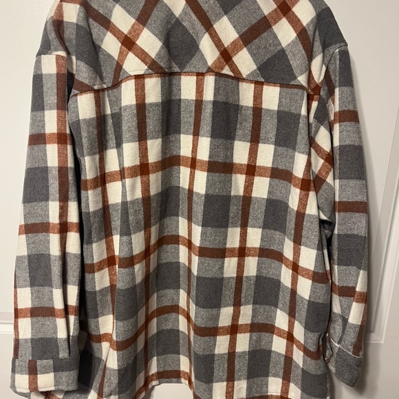 NWT women's tops HFX Plaid Button-Up shirt Jacket size large - Picture 2 of 10